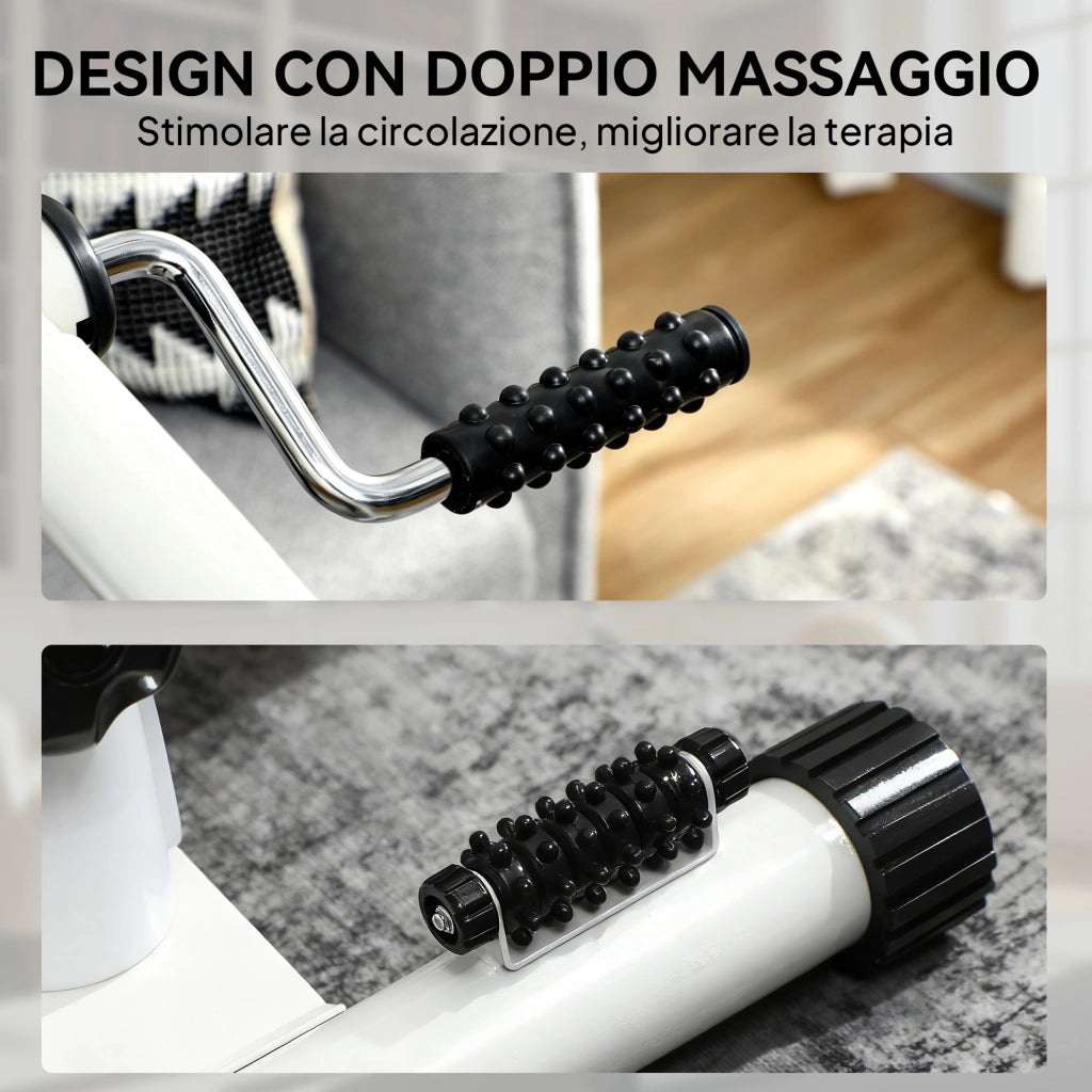 Cyclette per Riabilitazione Braccia e Gambe con Altezza e Resistenza Regolabili Display LCD Bianco