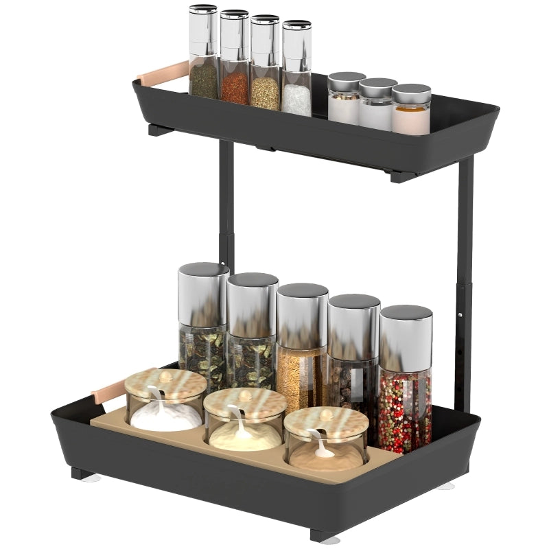 Mensola da cucina, mensola autoportante regolabile in altezza con 2 cestelli, angolo caff¨¨ 40 x 30 x 33,5-42 cm