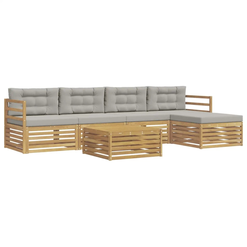 Set di divani da esterno 6 pcs Bianco e Grigio Chiaro 3390346