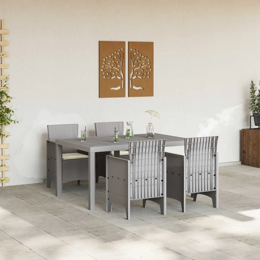 Set da Pranzo per Giardino 5 pcs Grigio chiaro Rattan Polt 3378711