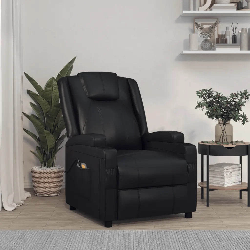 Poltrona Massaggiante Elettrica Nera in Similpelle 3073795