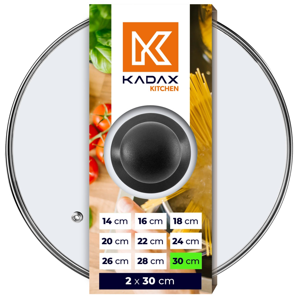 Set di 2 coperchi in vetro KADAX da 30 cm, resistenti al calore, per pentole e padelle.