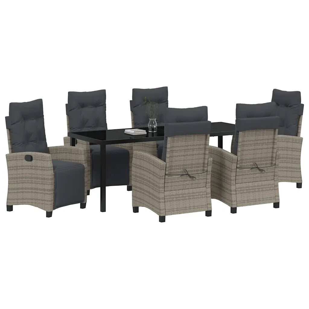 Set da Pranzo per Giardino con cuscino 7 pcs Grigio polyrattan 3380440