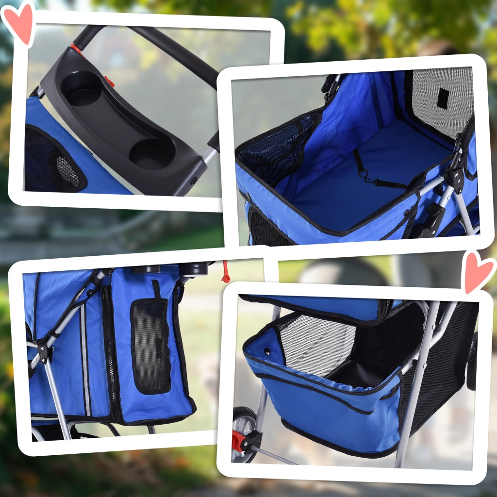 Carrozzina Pieghevole per Cani Piccoli ¨C Minimal ¨C Blu, 10 kg