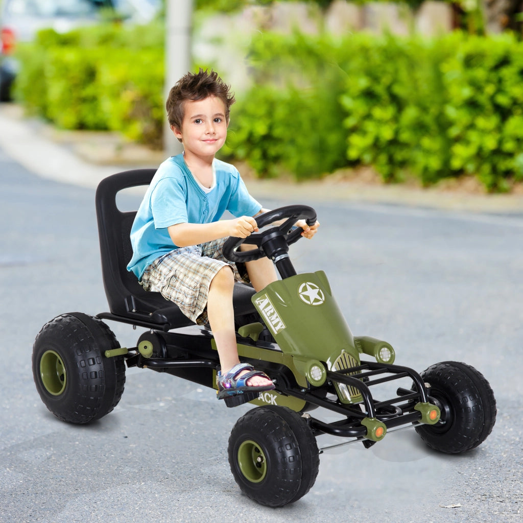 Go Kart Pedali per Bambini ¨C Zephmum ¨C Nero e Verde 99x65x56cm