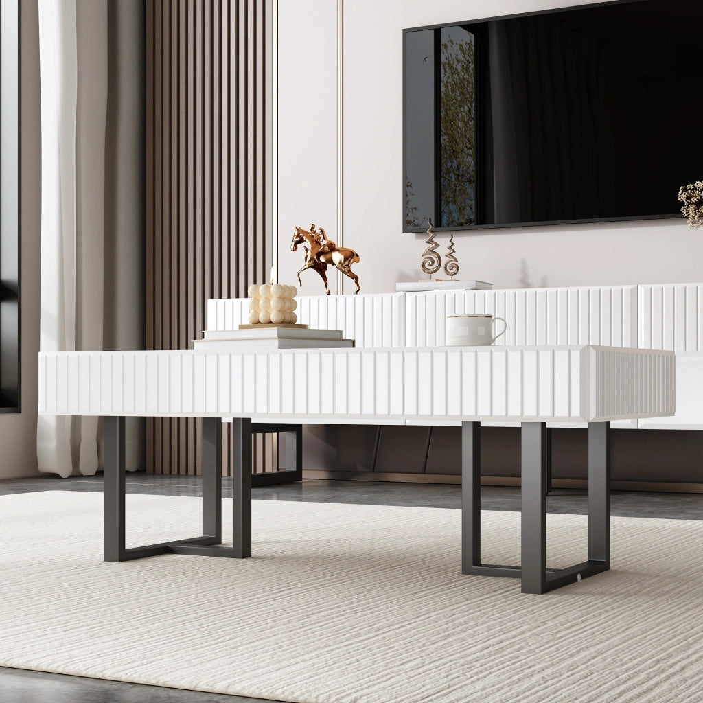 Cassettiera per TV nero-bianco in MDF e truciolare lunghezza 170 cm