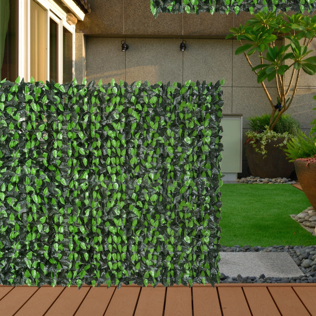 Rotolo di Siepe Artificiale 3x1 m in PE e Tessuto per Balcone e Giardino, Verde Chiaro e Verde Scuro