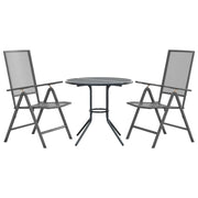 Set Sedie Giardino Reclinabili 3 pz | Sedie da Esterno Antracite Acciaio Verniciato