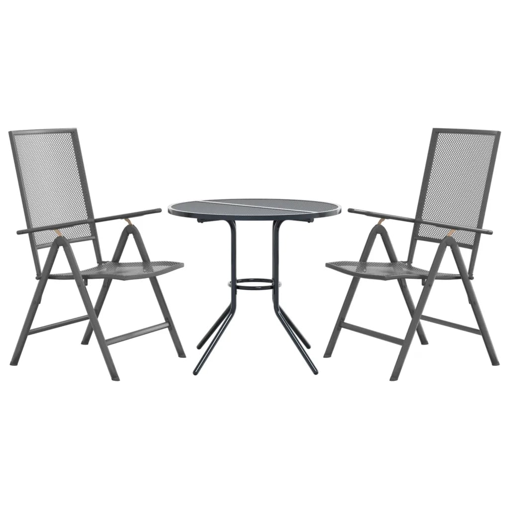 Set Sedie Giardino Reclinabili 3 pz | Sedie da Esterno Antracite Acciaio Verniciato