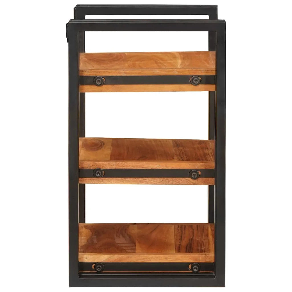 Comodino 2 pcs Marrone e Nero Legno Massello di Acacia 4016735