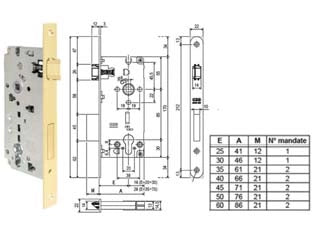 SERRATURA CON FORO CILINDRO SICUREZZA 2.0 BORDO QUADRO OTTONATO LUC.- - mm.30 (B80852.30.03) - 1 pezzi AGB