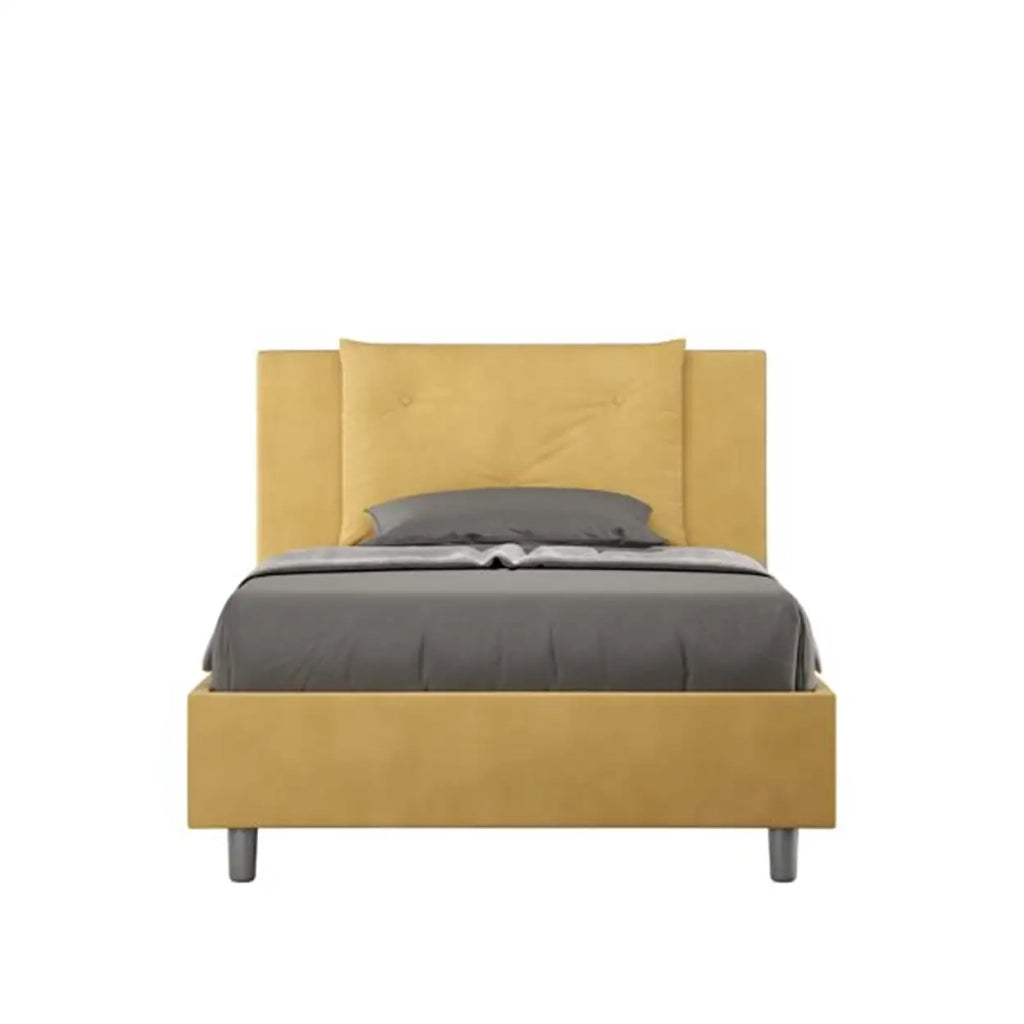 Letto una piazza e mezza senza rete imbottito 120x200 microfibra ocra Appia