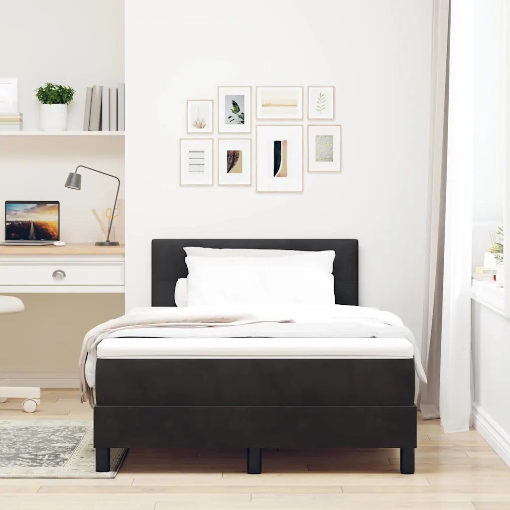 Letto a Sorgente LED con materasso Nero 120 x 190 cm Velluto 3342574