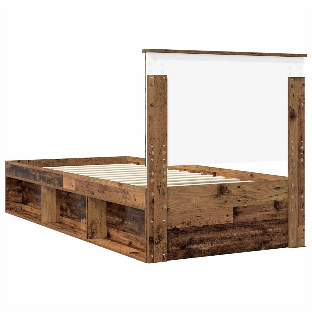 Letto singolo | Letto per adulti | Struttura del letto Legno vecchio 75 x 190 cm Pino massello