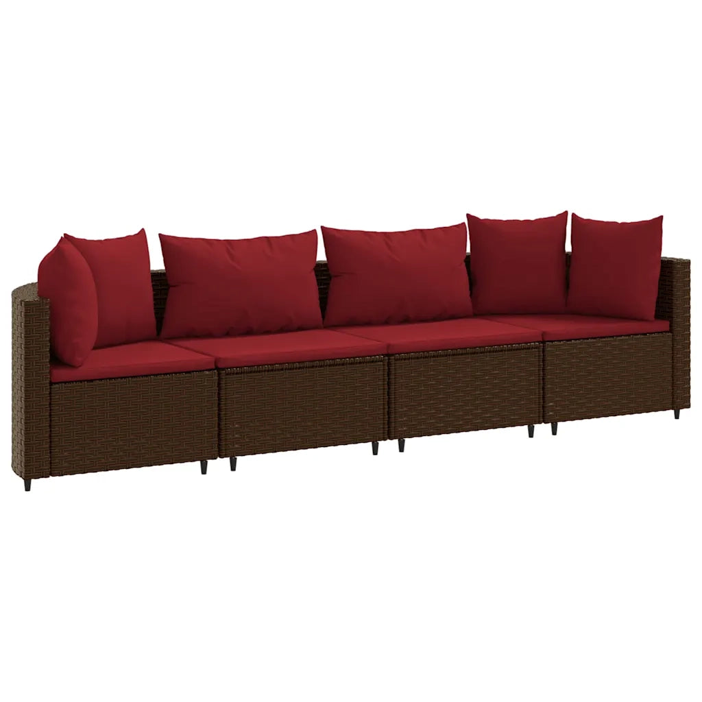 Set Divano da Giardino 4 pz con Cuscini Marrone in Polyrattan 3308461