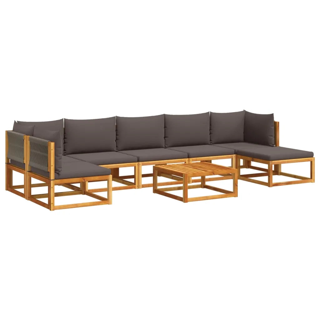 Set di divani da giardino 8 pezzi con cuscini in legno di acacia e corda 3278845