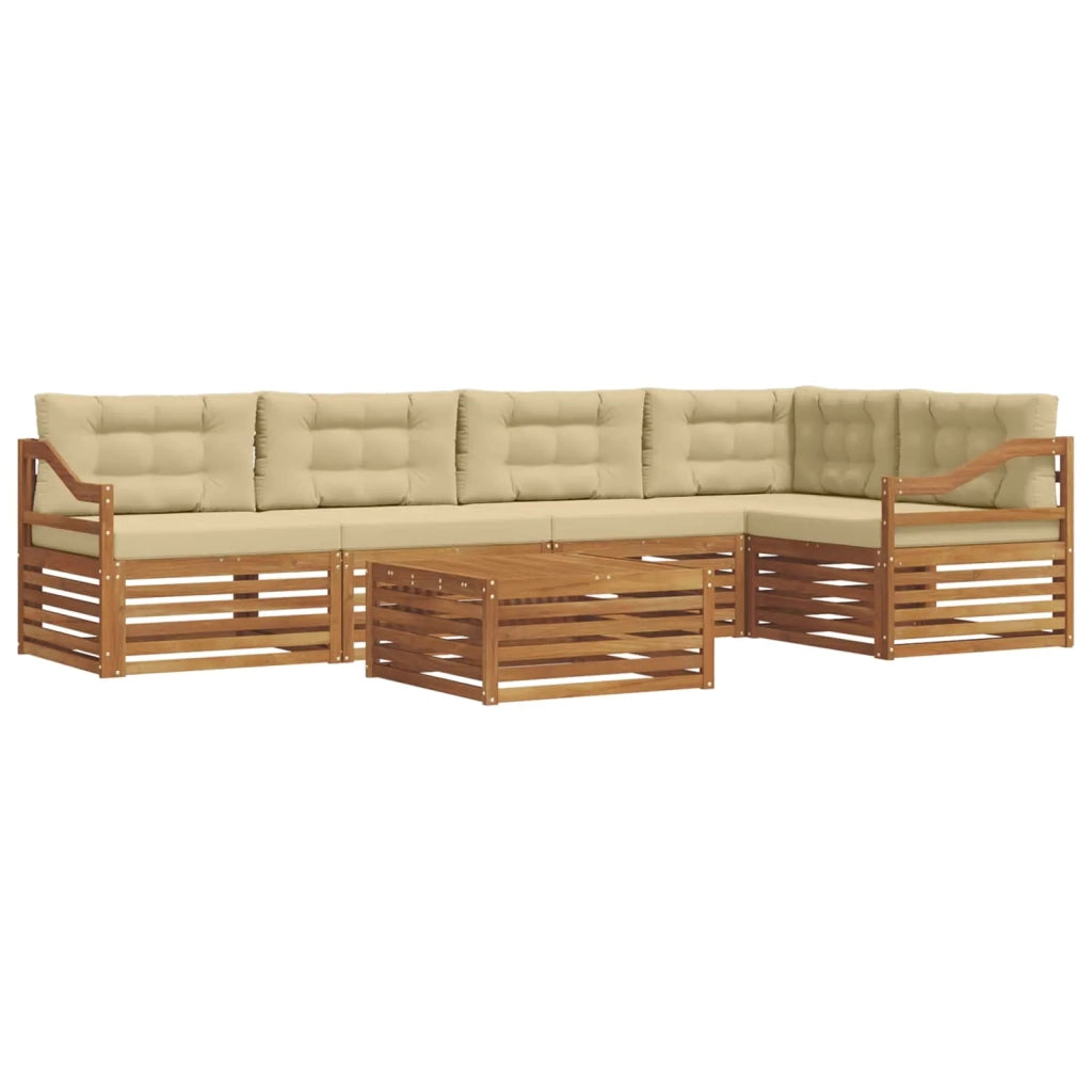 Set di divani da esterno con cuscino 6 pcs Naturale e Beige 3373518