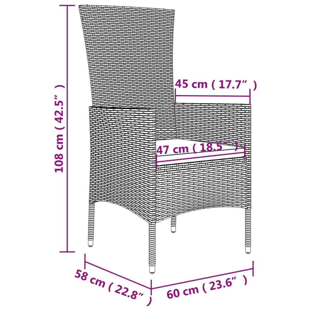 Set da Pranzo da Giardino 5 pz con Cuscini Beige in Polyrattan 3157562