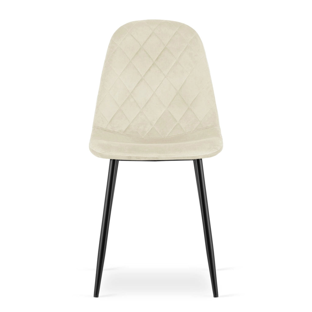 Set di 2 sedie Asti in velluto beige e metallo nero