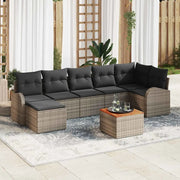 Set Divano da Giardino 8 pcs Grigio polyrattan