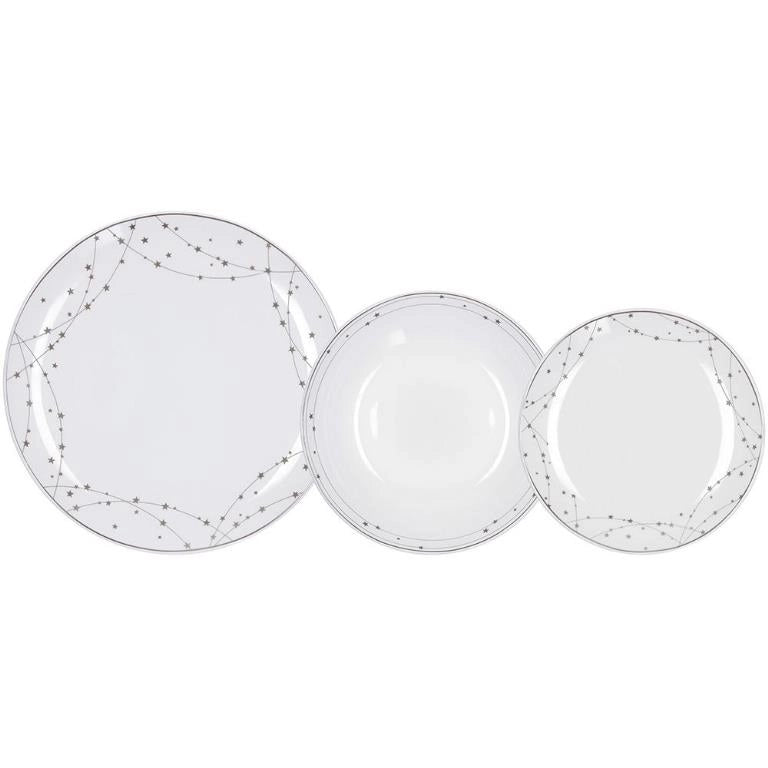 Servizio di Piatti da Tavola in Porcellana Madison SilverLight 18 Pezzi