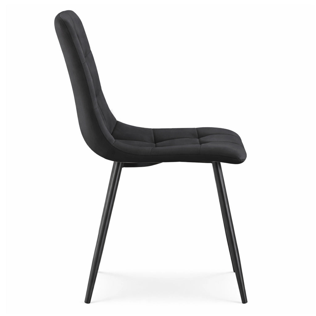 Sedia in velluto trapuntata NERO Nero gambe nere