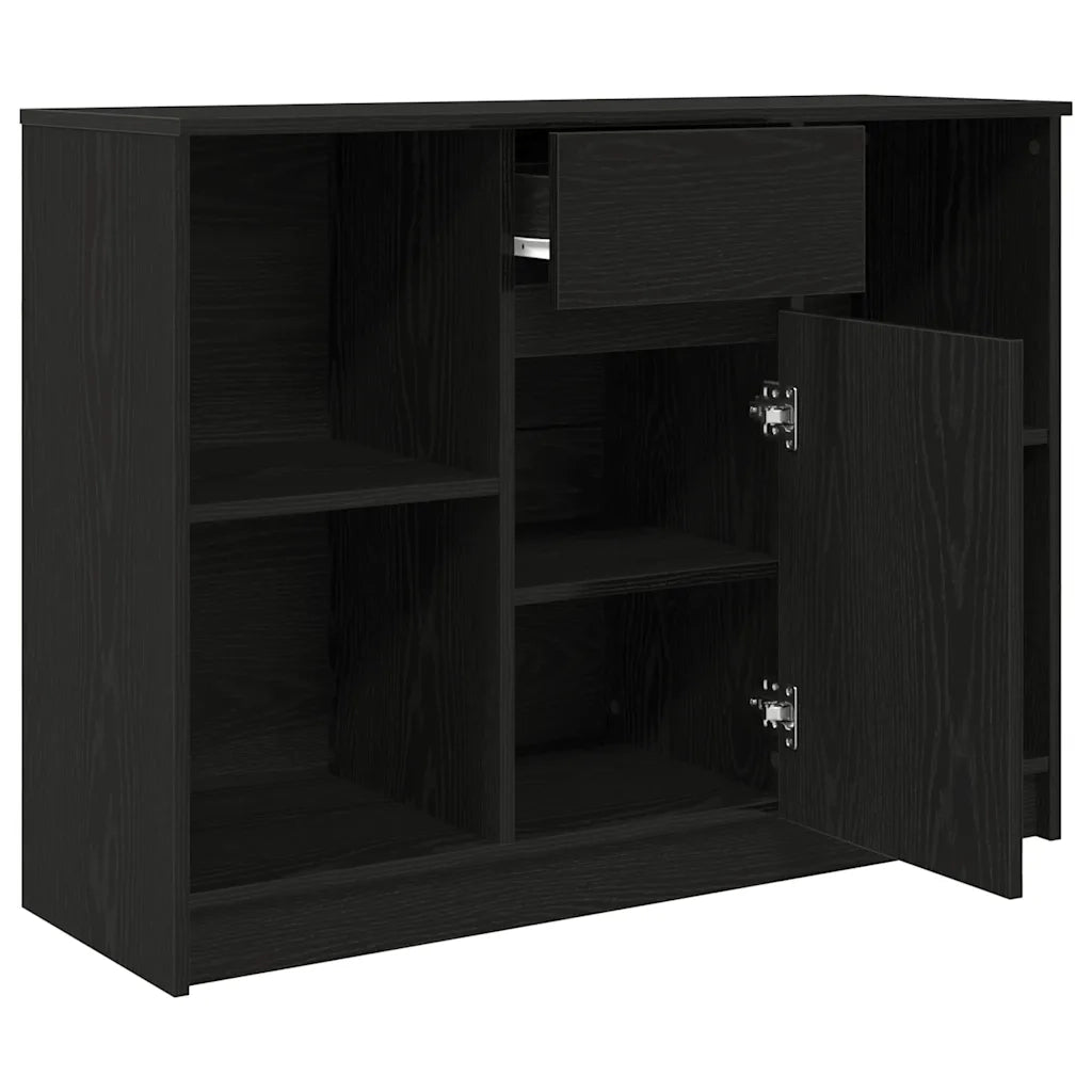 Credenza con Cassetto Rovere Nero 101x35x76cm Legno Multistrato 861563