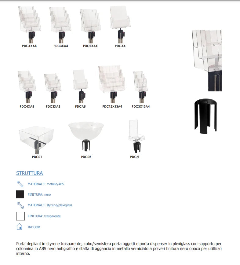 Porta Depliant Colonnine Segnapercorso Tendinastro A4 - A4 Verticale 2 tasche