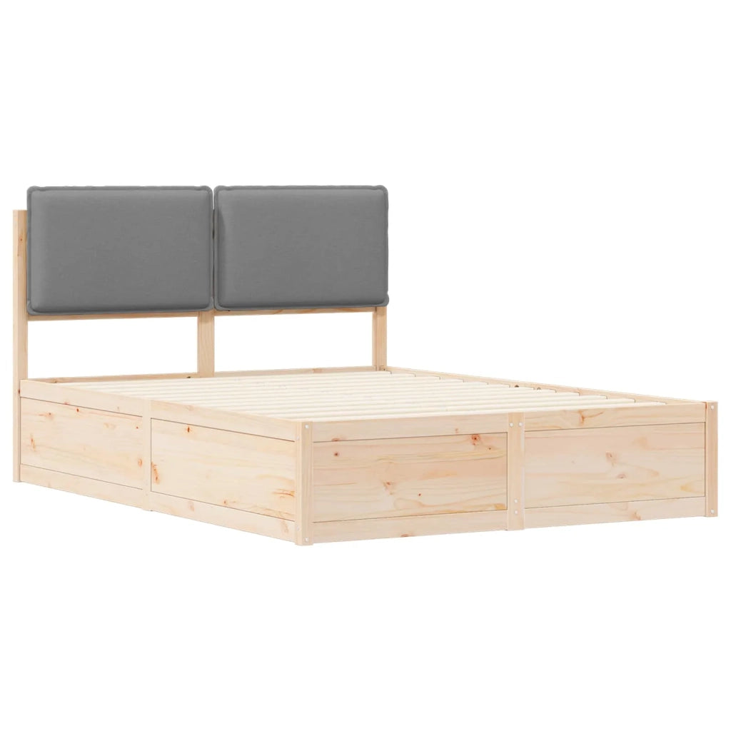 Letto con Testiera Rivestita Grigio chiaro 140 x 190 cm 3398129