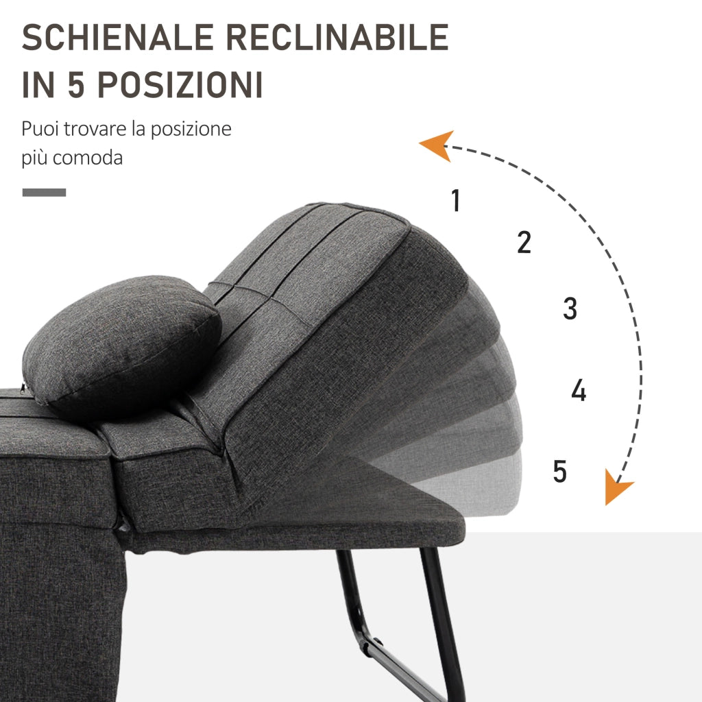 Poltrona letto 4 in 1 con schienale regolabile ¨C Xylo ¨C Tessuto grigio effetto lino 95x179x78 cm