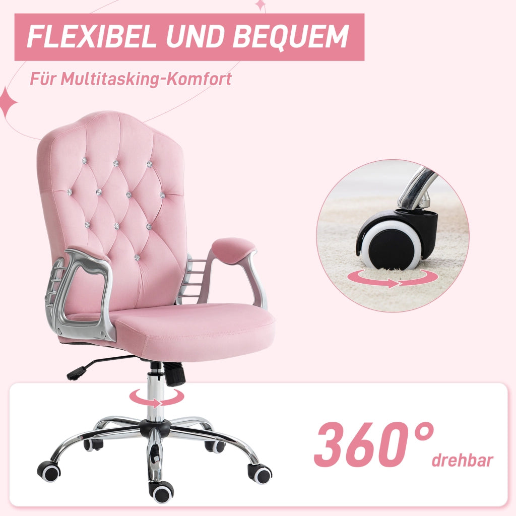 Sedia da ufficio ¨C Minimal ¨C Schienale regolabile altezza variabile velluto rosa