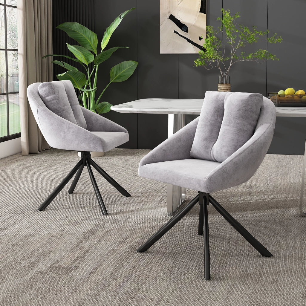 SEDIA girevole in velluto grigio, ergonomica, Set da 4 pezzi