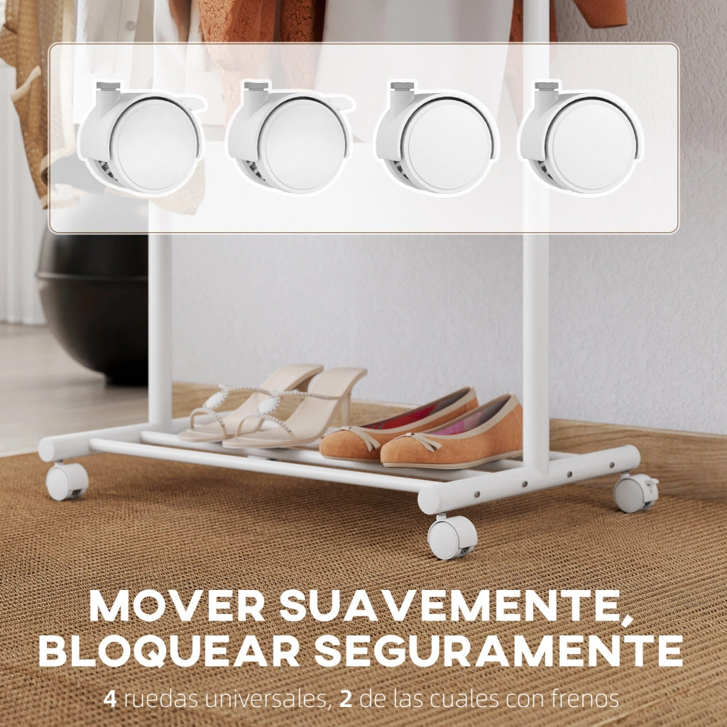 Appendiabiti con ruote e 5 ganci ¨C Minimal ¨C 68x43x171 cm bianco