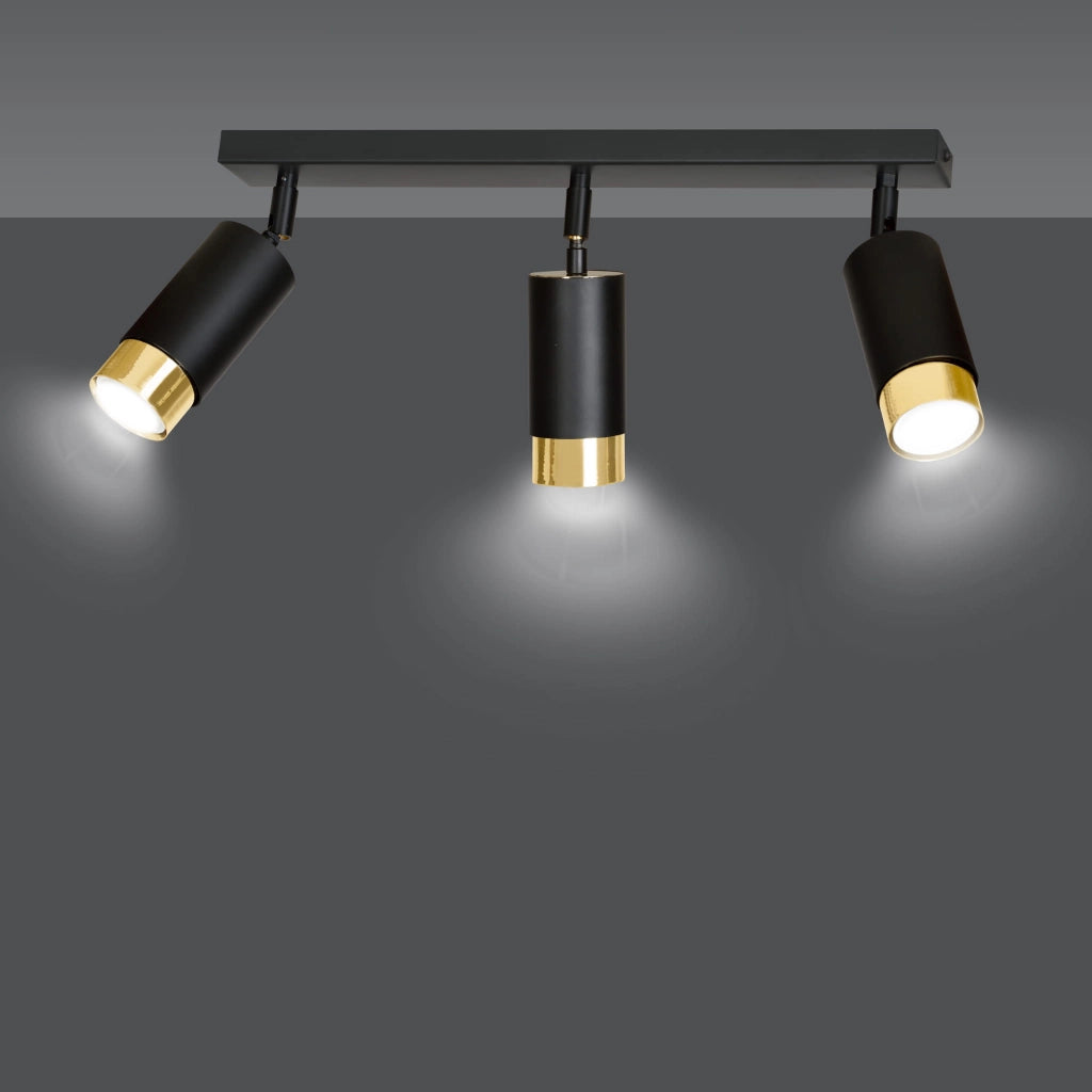 Plafoniera Emibig HIRO 3xGU10 nero oro orientabile