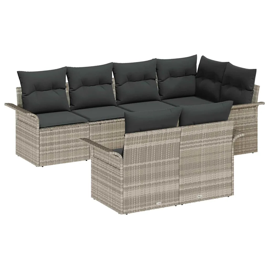Set Divano da Giardino 7 pcs Grigio chiaro polyrattan