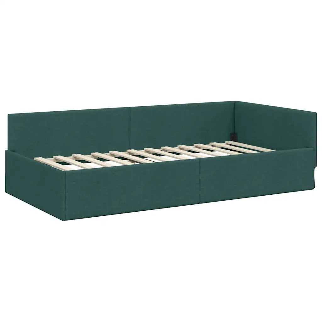Cornice del letto ad angolo Verde Scuro 100 cm x 200 cm Tessuto 42016055