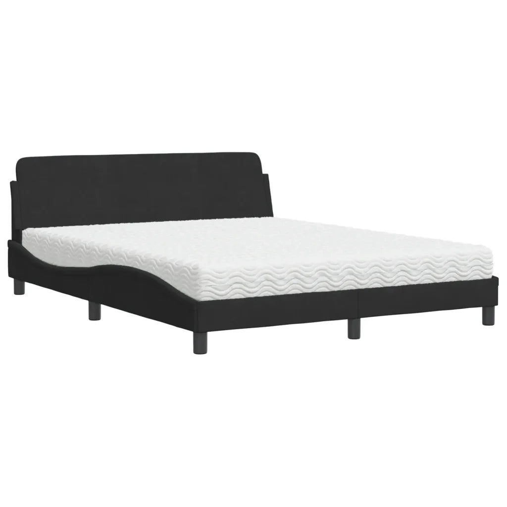 Letto con Materasso Dover Nero 160x200 cm in Velluto