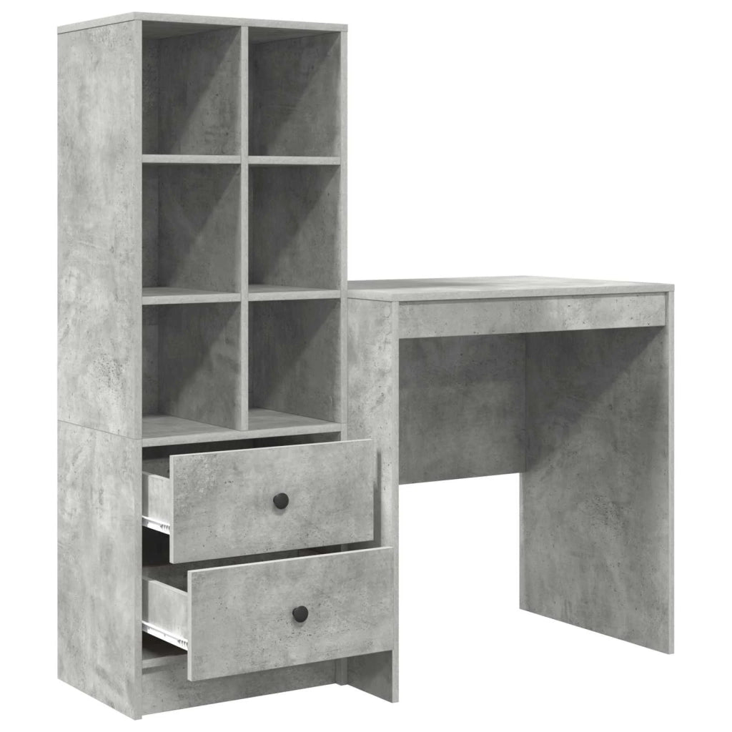 Scrivania con cassetto con lo scaffale 2 pcs Grigio cemento 3337348