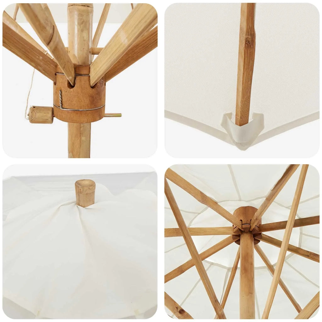 Ombrello da giardino Bianco Crema Ø 240 x 260 cm Bambù 4108082