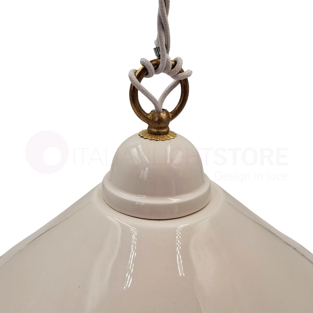 VOLTERRA Lampadario a Sospensione Ø40 in Ceramica Bianca Traforata