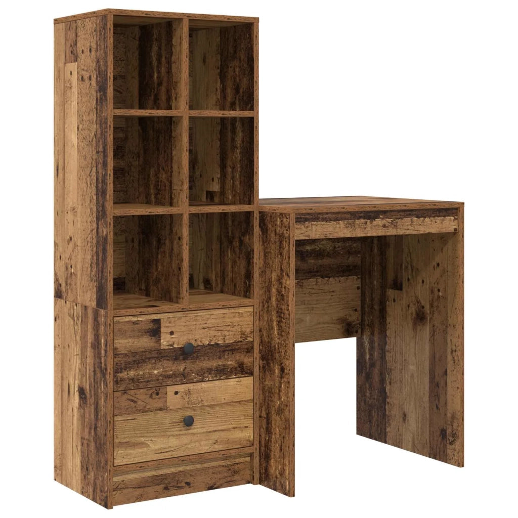 Scrivania con cassetto con lo scaffale 2 pcs Legno vecchio 3337343