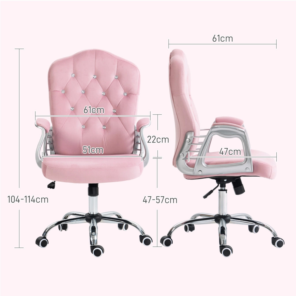 Sedia da ufficio ¨C Minimal ¨C Schienale regolabile altezza variabile velluto rosa