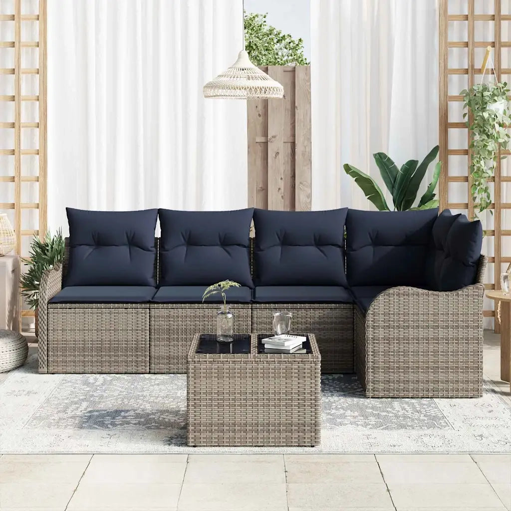 Set Divano da Giardino Grigio polyrattan 3345715