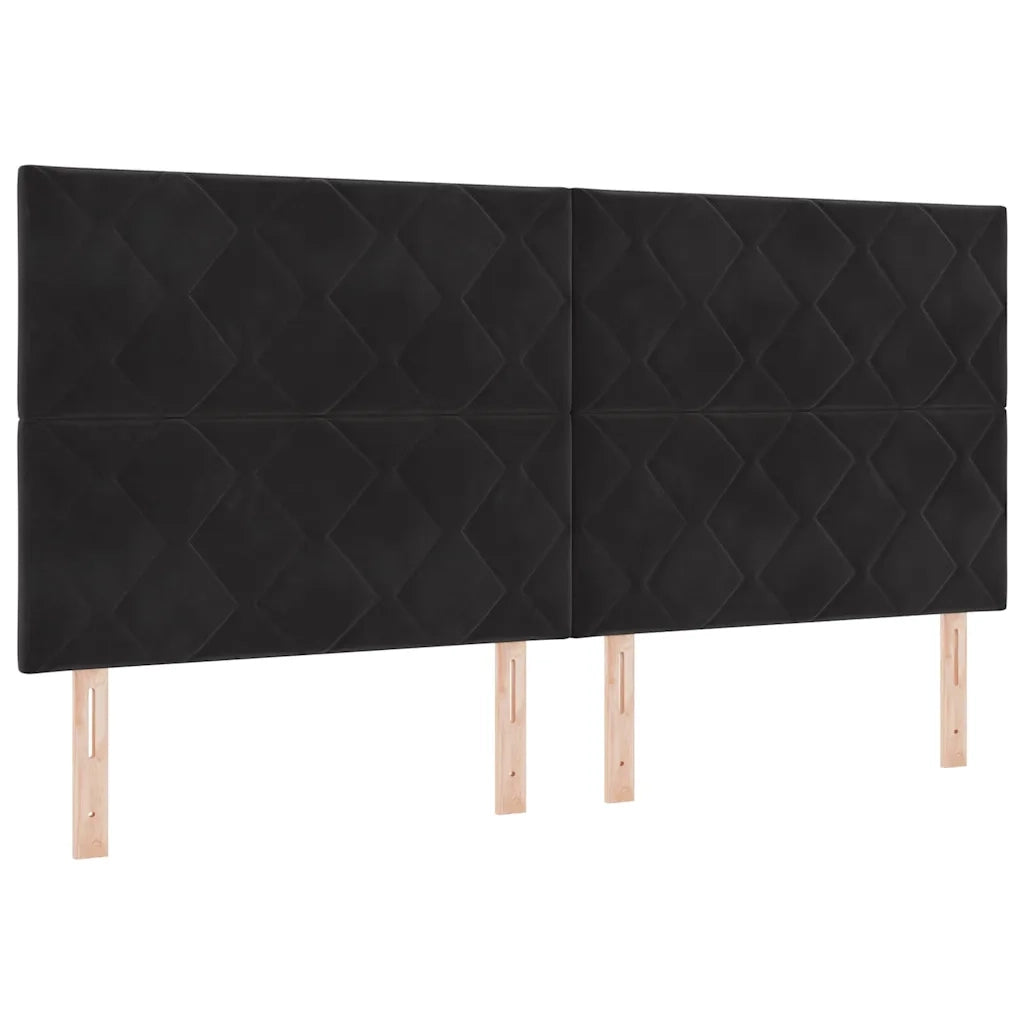 Letto a molle con materasso Nero 200 x 200 cm Velluto 3339922