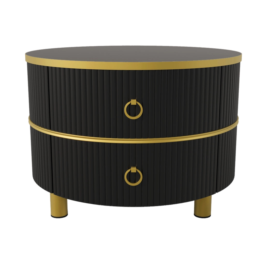 TAVOLINO da caffè rotondo 2 pezzi 70x70x45 + 50x50x40 cm nero e vetro