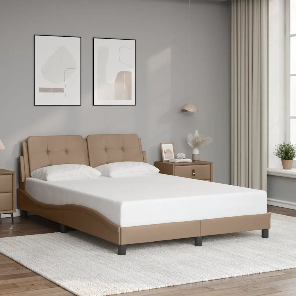 Letto matrimoniale | Letto per adulti | Giroletto senza Materasso Zadar Cappuccino 140x190 cm in Similpelle