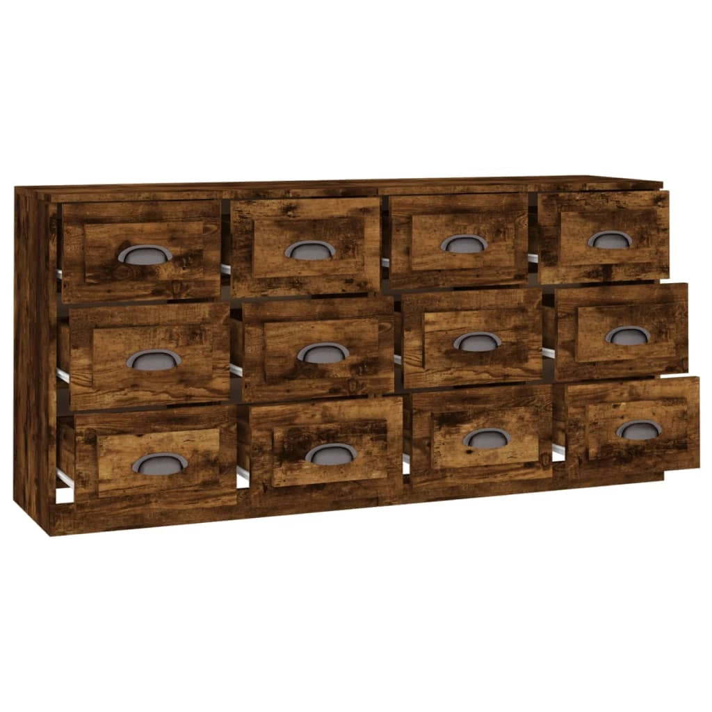 Buffet credenza cassettiera armadio mobile contenitore organizer cucina soggiorno salotti set di 2 legno ingegnerizzato marrone 02_0036751