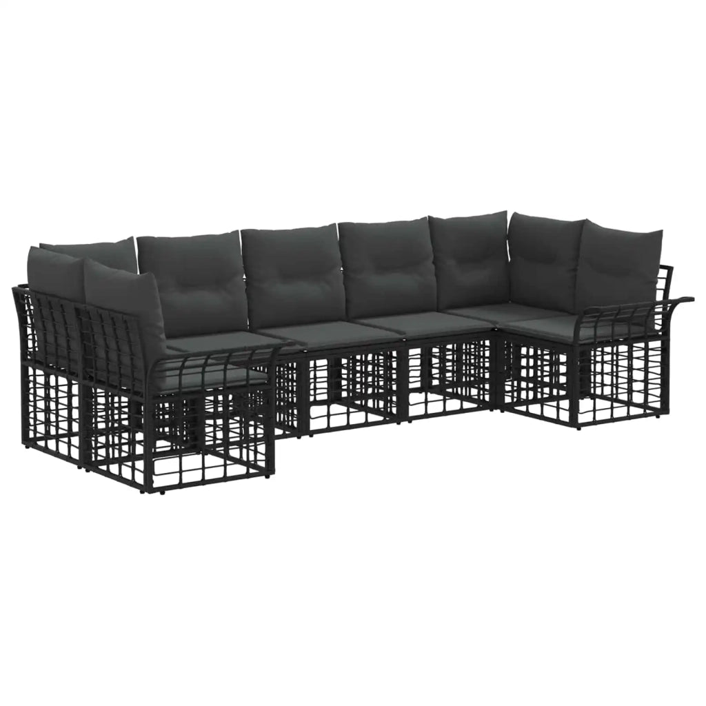 Set di divani da esterno 7 pcs Nero e Grigio scuro Poliestere 3437755
