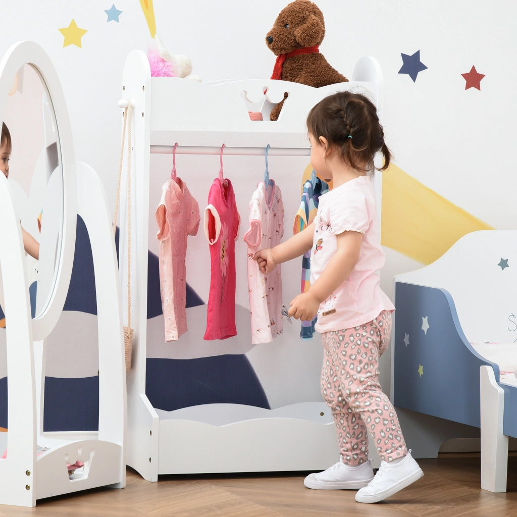 Armadio per Bambini con Ripiani e Appendiabiti ¨C Minimal ¨C 70.5x37x103cm, Bianco