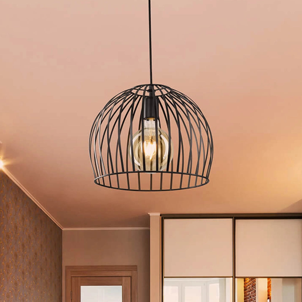 Lampada a Sospensione 'Blackpool' con Paralume a Rete in Metallo - Nero [lux.pro]